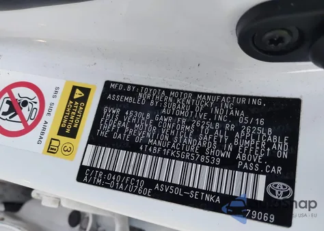 2016 Toyota Camry Le z USA, uszkodzony, nr VIN 4T4BF1FK5GR578539